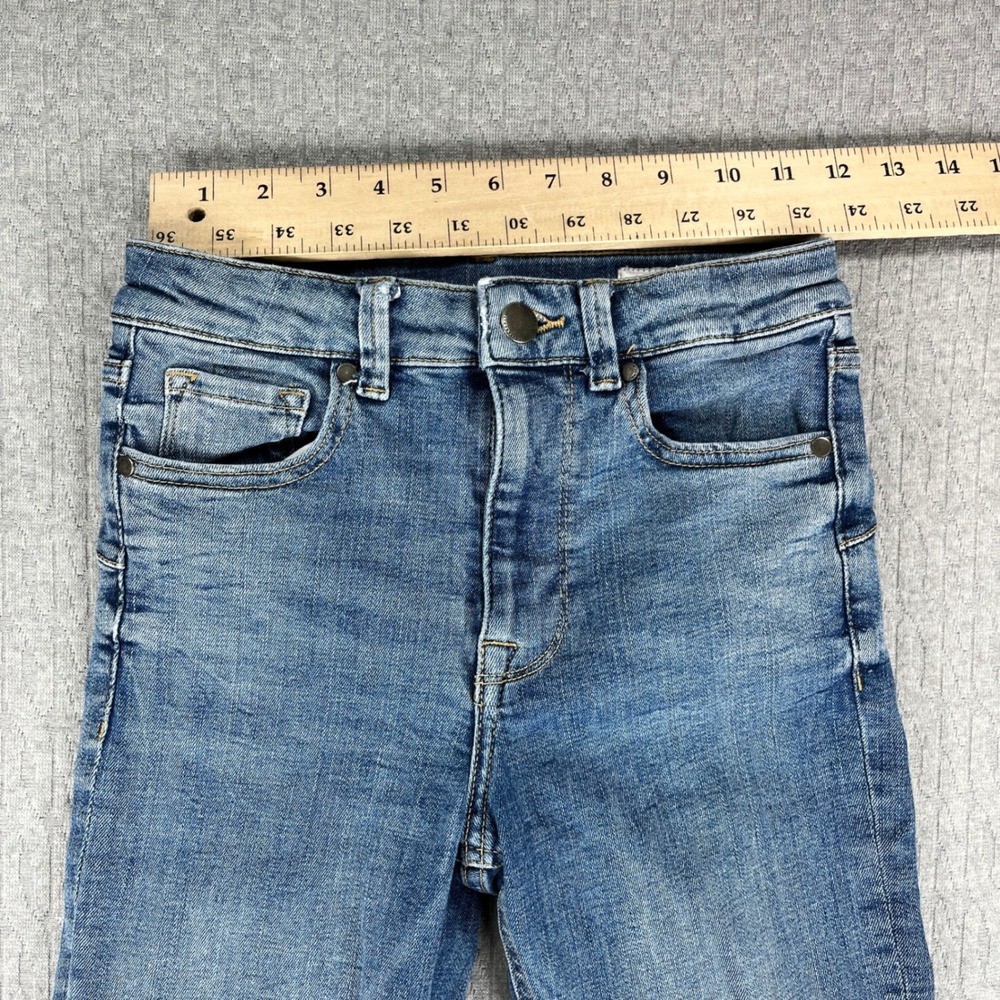Zara Bootcut Jeans Women 2/23X31 Blue High Rise Flare Raw Hem Light wash - Picture 4 of 10